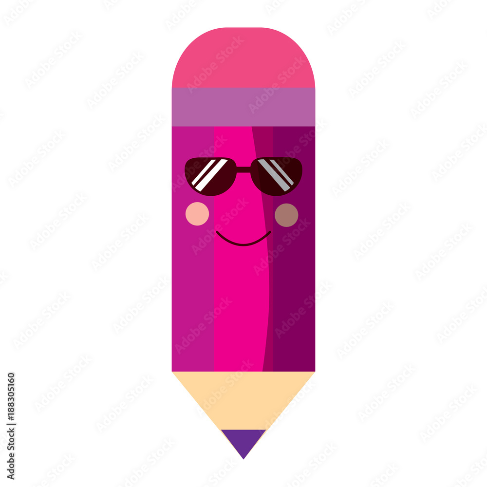 pencil with sunglasses school supplies kawaii icon image vector illustration design pencil with sunglasses school supplies kawaii icon image vector illustration design