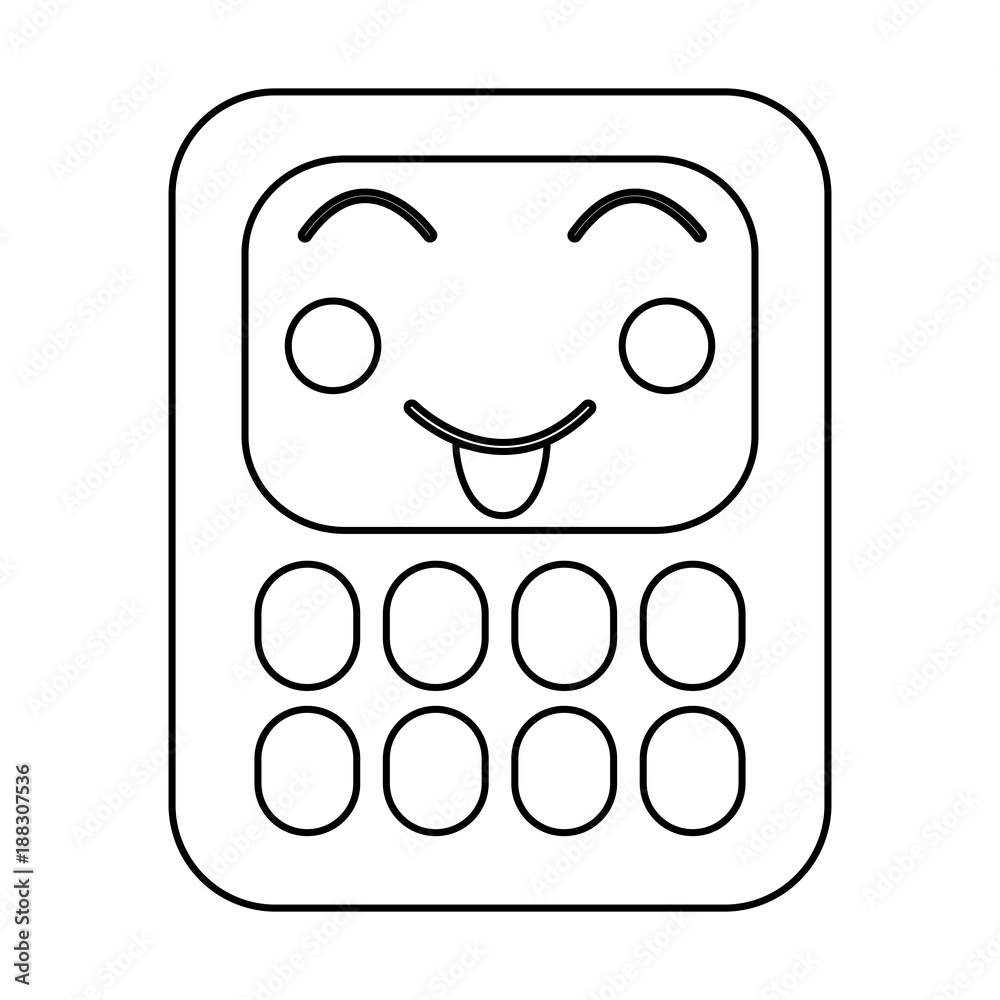 happy calculator school supplies es kawaii icon image vector illustration design black line happy calculator school supplies es kawaii icon image vector illustration design black line