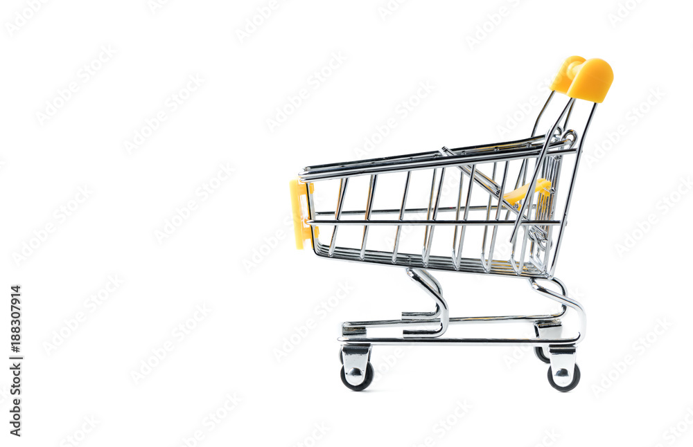 Yellow shopping Cart isolated on white background