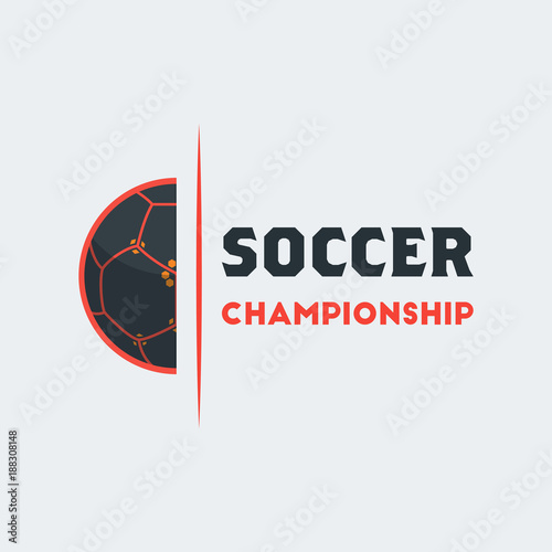 Soccer Football Logo Template. Modern Sport Ball Emblem with Half Ball Design on a Light Background