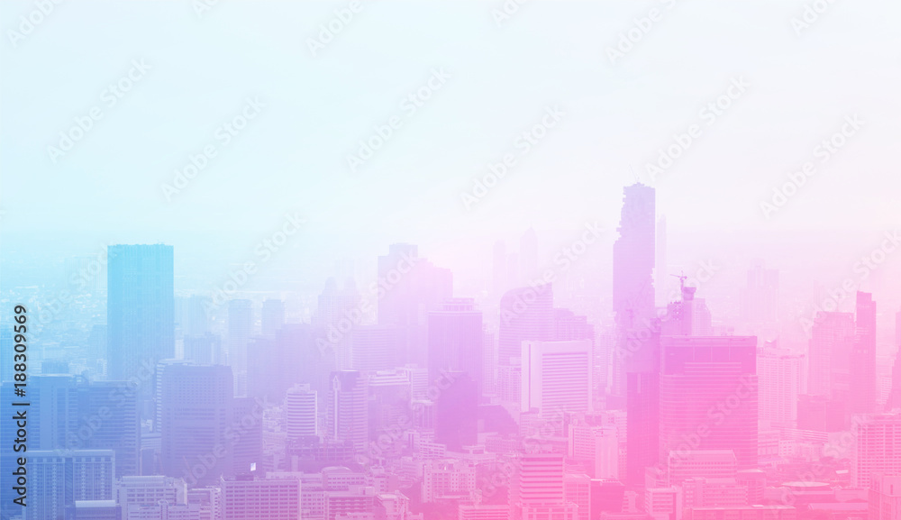 Cityscape in business zone with pastel colour for background