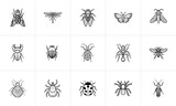 Insects sketch icon set for web, mobile and infographics. Hand drawn Insects vector icon set isolated on white background.