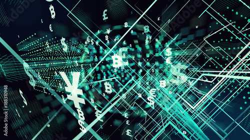 Obraz na plátně Financial technology concept. Technological abstract background.