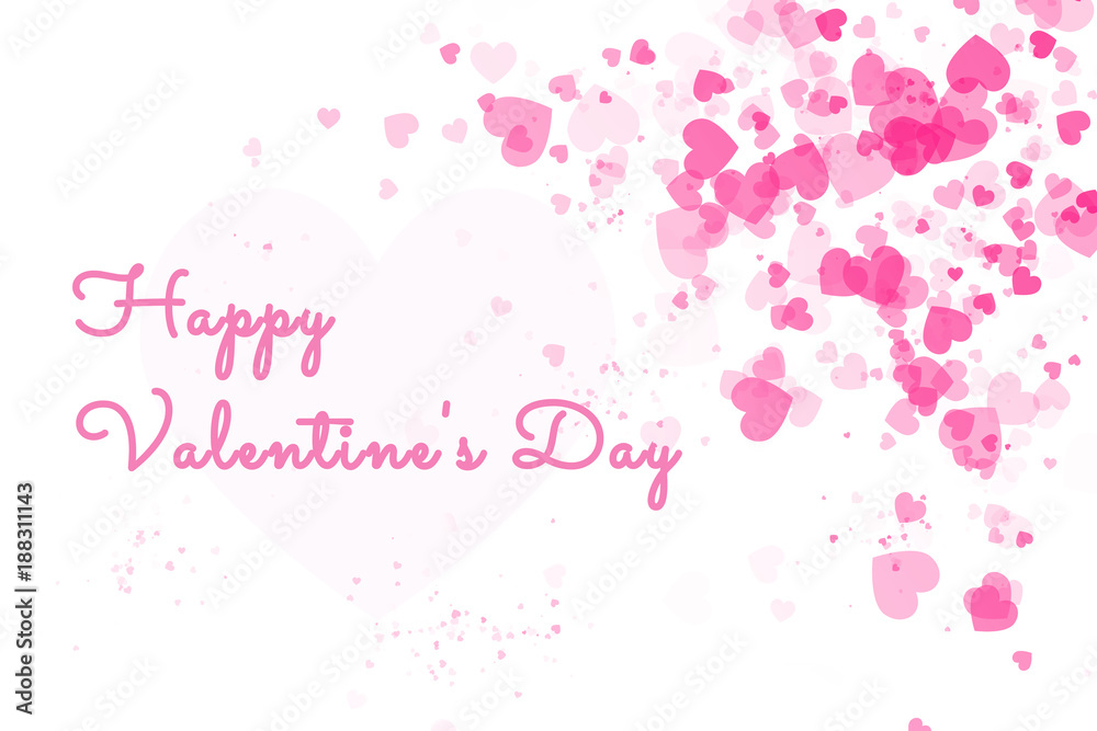 Pink heart pattern on white background for Happy Valentine's Day greeting card festival