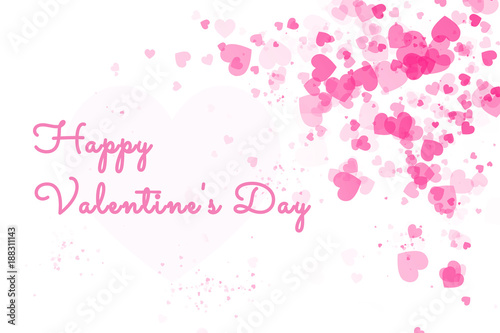 Pink heart pattern on white background for Happy Valentine's Day greeting card festival