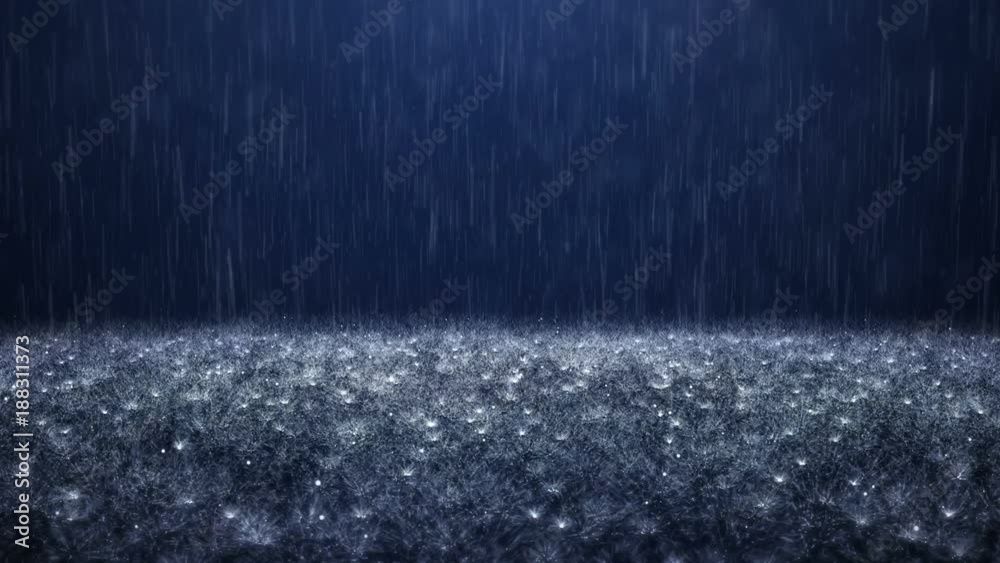 Rain on darkly blue background