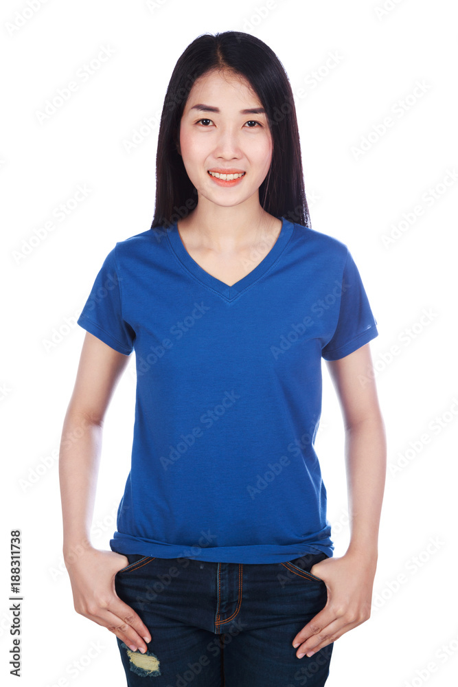 Obraz premium woman in t-shirt isolated on white background