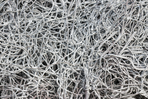 closeup of tangled old steel wire strands