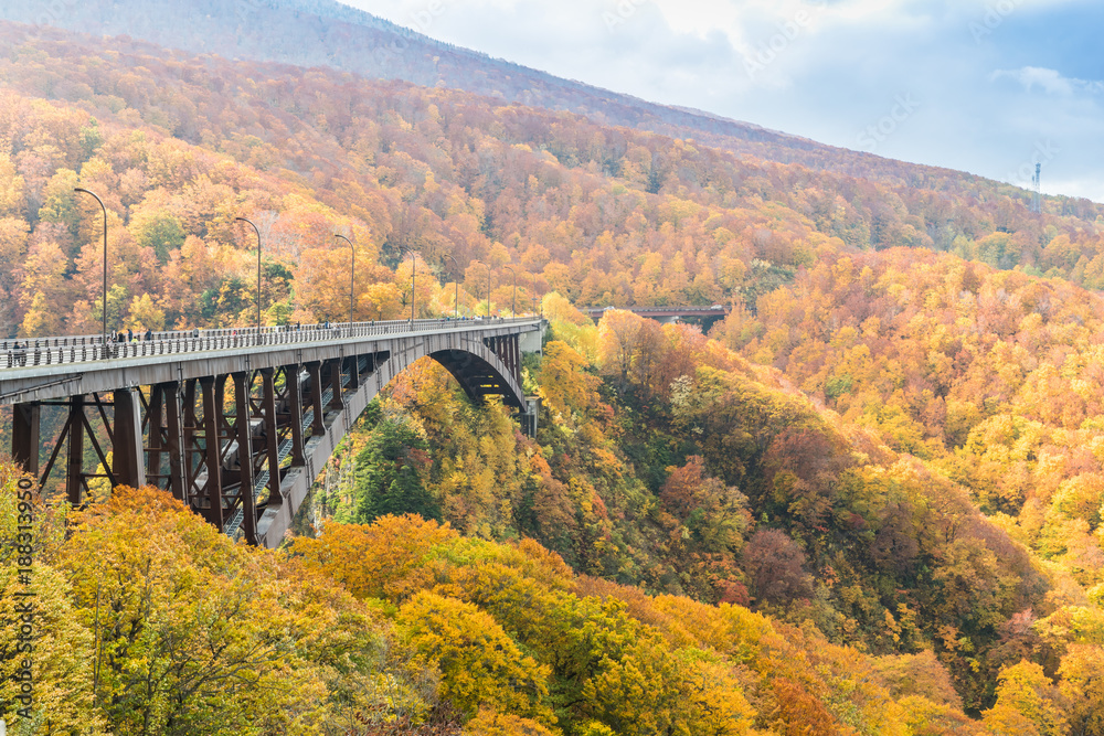 Jogakura Bridge at Aomori prefecture in autumn