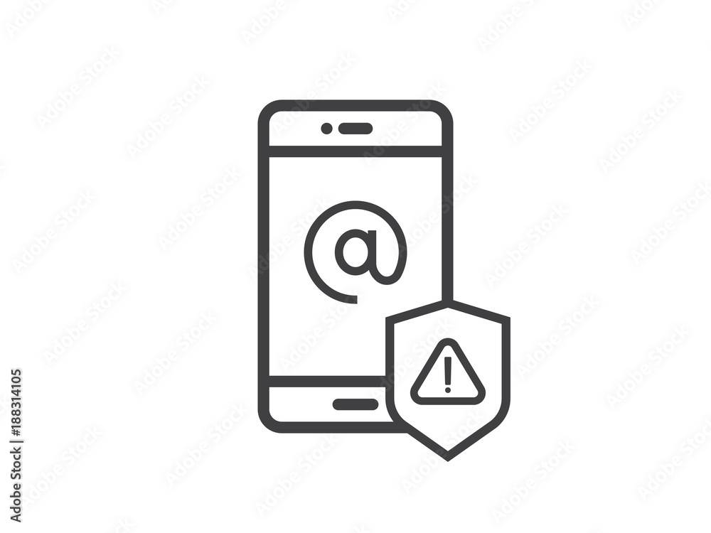 attention warning alert sign with exclamation mark symbol. shield line icon for Internet VPN Security protection Concept vector illustration. attention warning alert sign with exclamation mark symbol. shield line icon for Internet VPN Security protection Concept vector illustration.