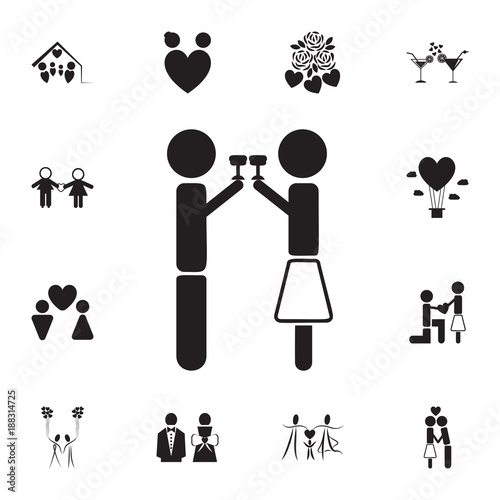 couple drinks a cocktail icon. Set of Valentine's Day elements icon. Photo camera quality graphic design collection icons for websites, web design, mobile app