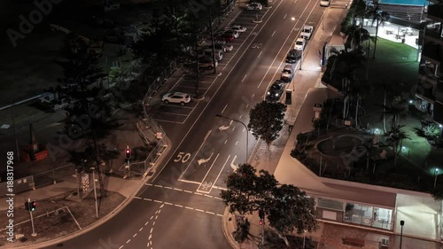 Coolangatta Gold Coast Main Street at Night 4k Timelapse Traffic Road Lights