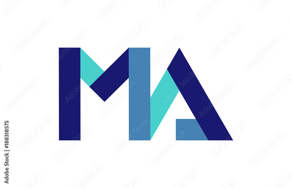 MA Blue Ribbon Letter Logo MA Blue Ribbon Letter Logo