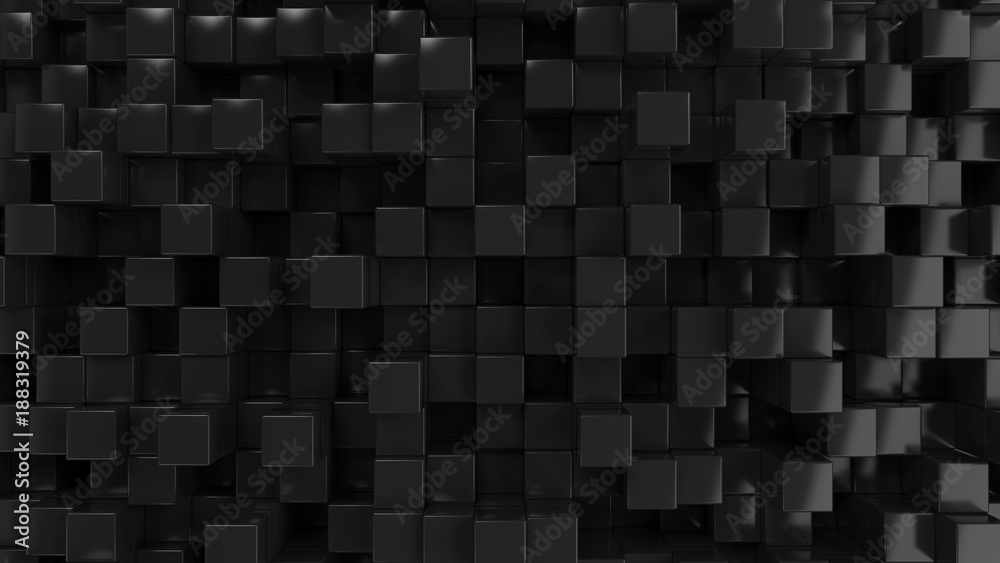Wall of black cubes