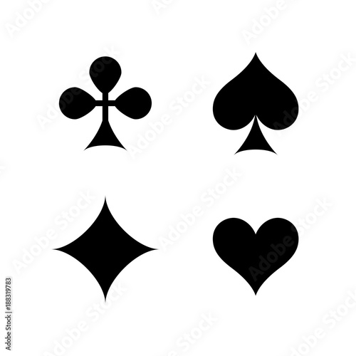 Vector black card suits isolated on white background.