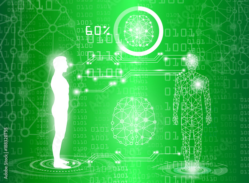 abstract background technology concept in green light,human body heal,technology modern medical science in future and global international medical with tests analysis clone DNA human