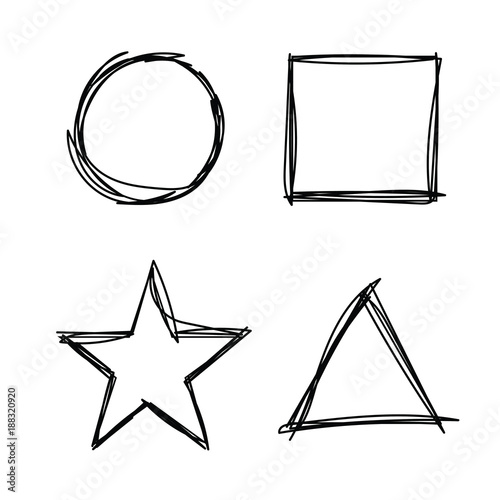 A collection of four simple shapes sketched out in vector format.
