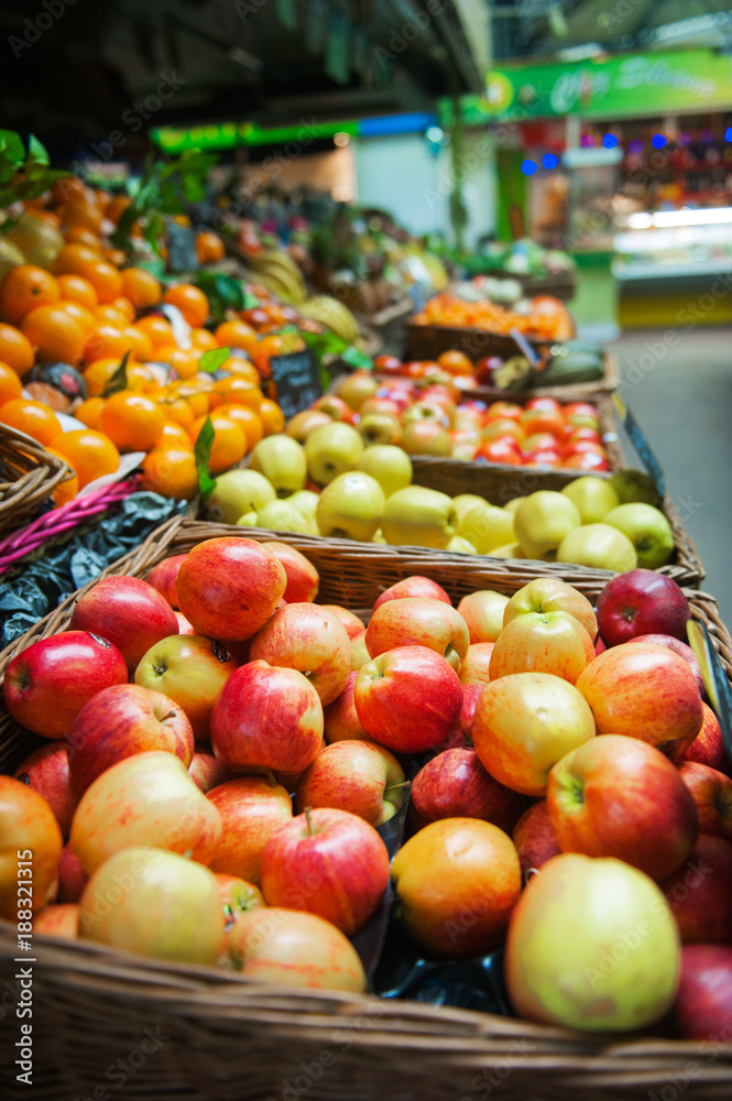 Market display with fresh fruits Market display with fresh fruits