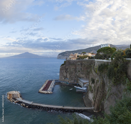 rock clif and mediterenean sea of sorrento town south italy most popular traveling destination photo