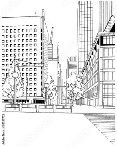 漫画風ペン画イラスト オフィス街 街並 Stock イラスト Adobe Stock 漫画風ペン画イラスト オフィス街 街並 Stock イラスト Adobe Stock