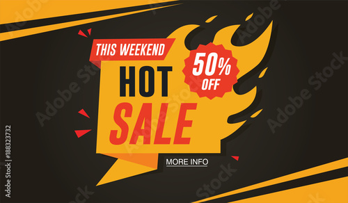 Hot Sale Banner Template Design. 50% Off