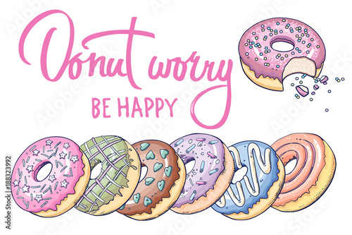 Poster with donuts and inscription.