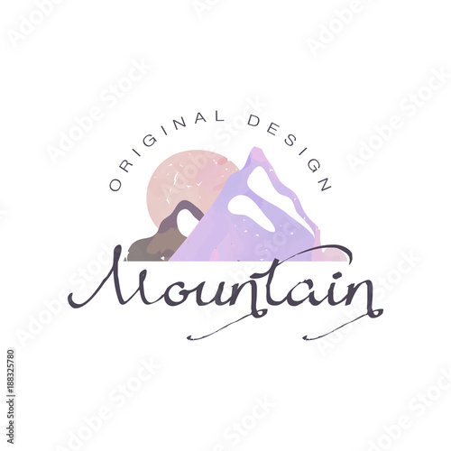 Obraz na płótnie Mountain original design logo, tourism, hiking and outdoor adventures emblem, retro wilderness badge vector Illustration