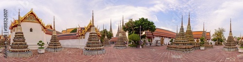 360 Panorama of Wat Phra Chettuphon Wimon Mangkhalaram Ratchaworamahawihan (Wat Pho) / Circle panorama of Wat Pho public landmark of Bangkok
