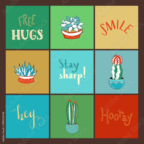 Vector set of indoor plant icons.