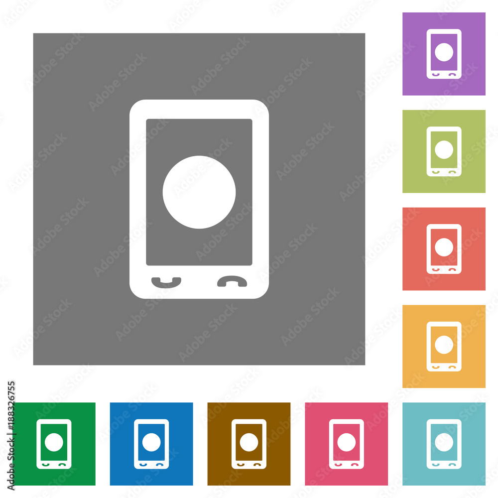 Mobile media record square flat icons Mobile media record square flat icons