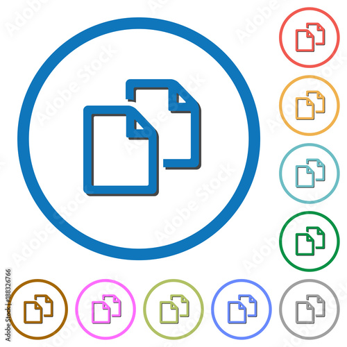 Copy document icons with shadows and outlines