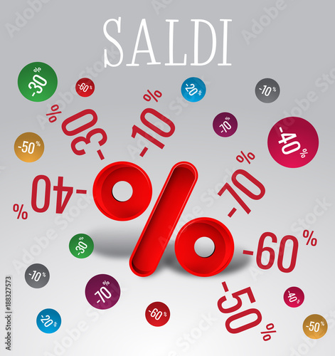 Saldi. Scritta Saldi con sconti.