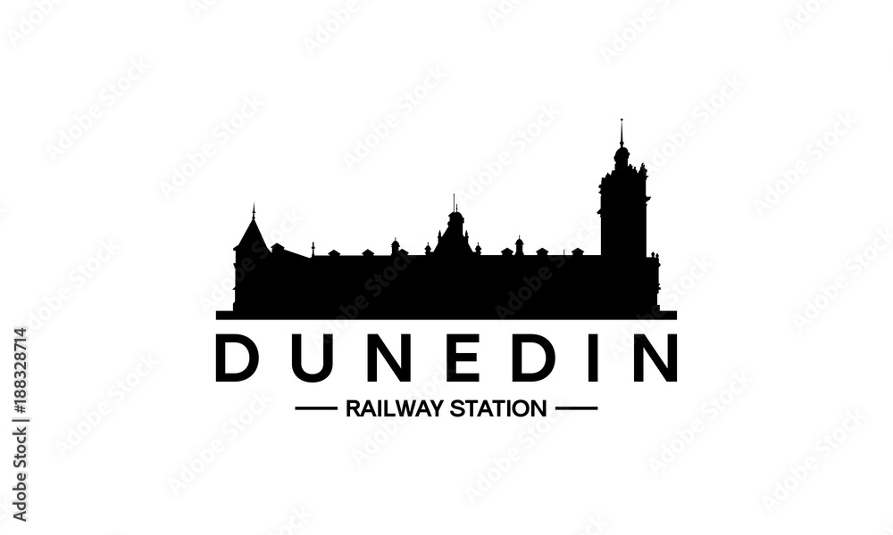 Dunedin Railway Station Building Silhouette