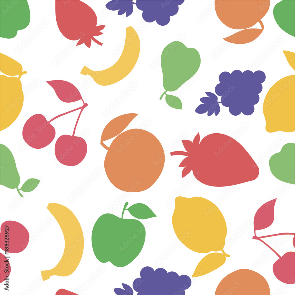 Fruits seamless vector pattern on white