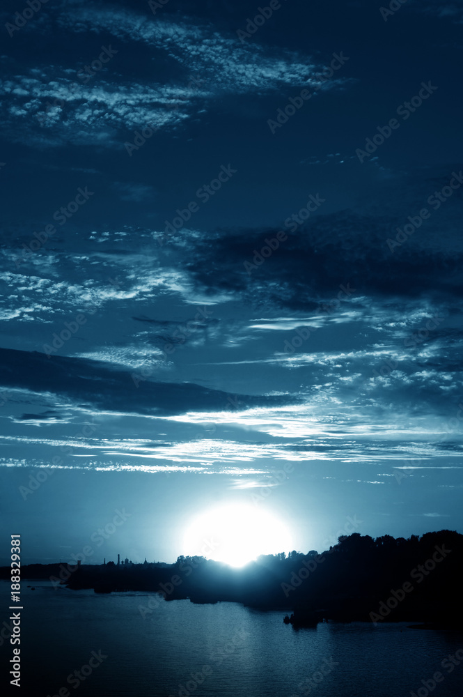 Blue night landscape
