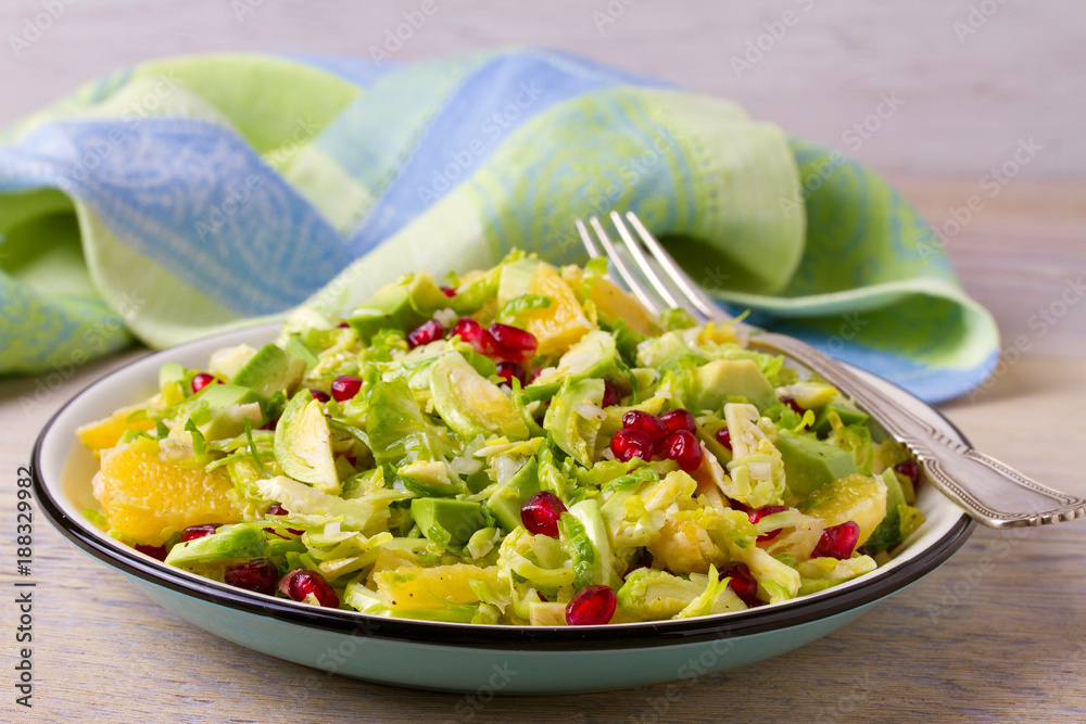 Refreshing Brussels Sprouts Pomegranate, Avocado, and Orange Salad