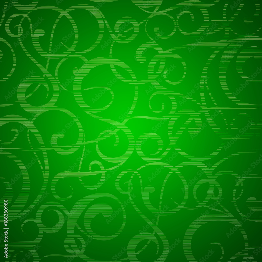 Fantasy swirl background with light various swirls over fantasy green background. Vector illustration.