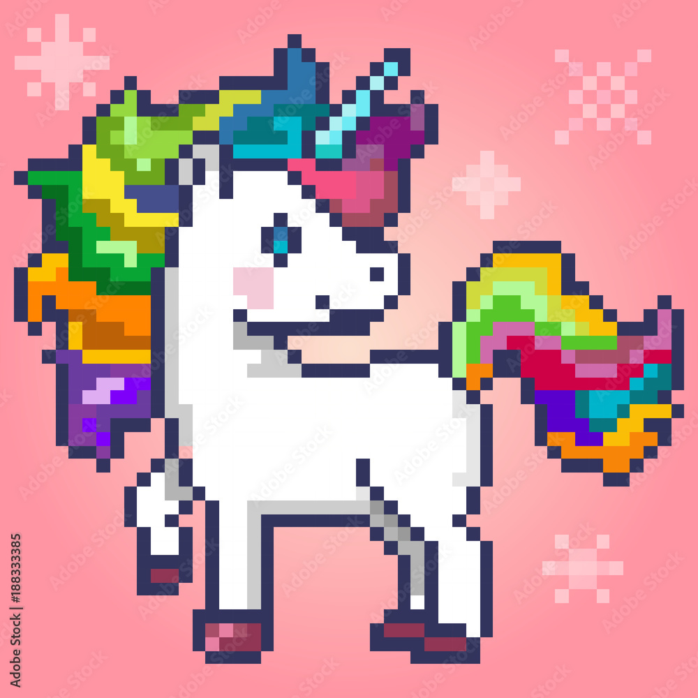 Obraz premium the magic unicorn, pixelart
