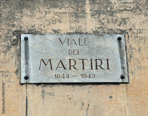 street of the martyrs killed during the Second World War in Bsasano del Grappa a town near Vicenza in Italy