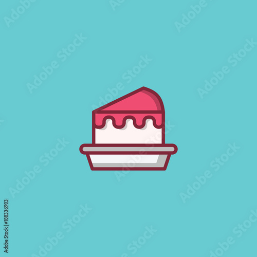 cake food icon flat illustration full vector