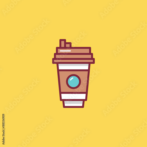 coffee food icon flat illustration full vector