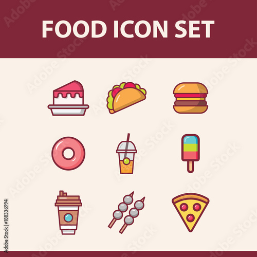  food icon set flat illustration full vector