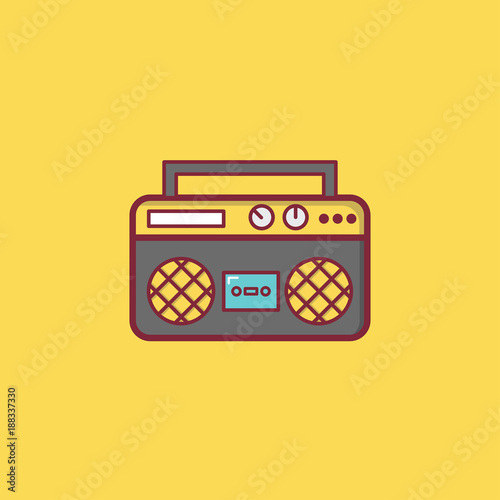 radio music icon flat illustration full vector