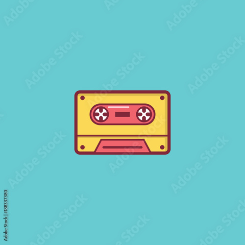tape  music icon flat illustration full vector
