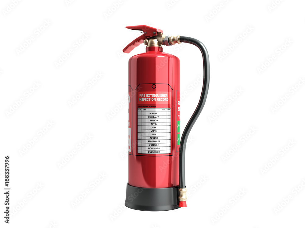 Fire extinguisher inspection record 3d render on white background
