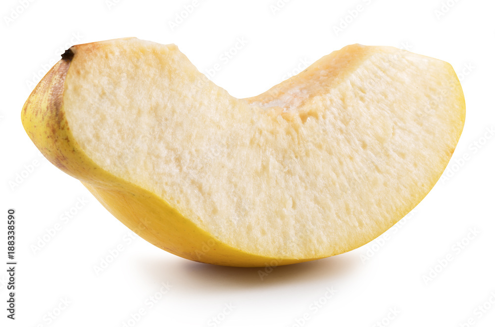 Slice of apple quince isolated on white background. Clipping path. Slice of apple quince isolated on white background. Clipping path.