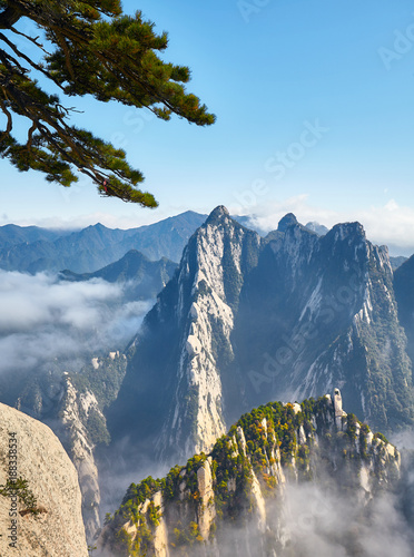 Photography Scenic view from the Mount Hua (Huashan), one of the most popular travel destinations in China