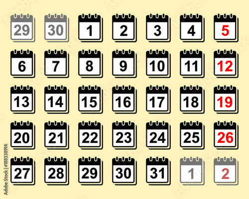 Calendar icon set