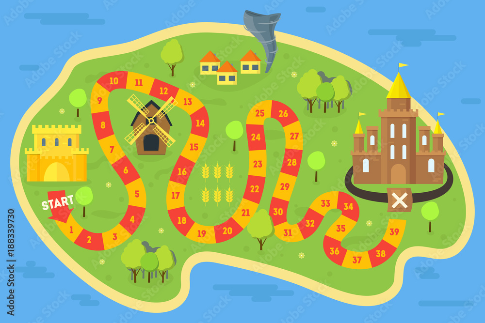 Naklejka premium Cartoon Board Game Concept. Vector