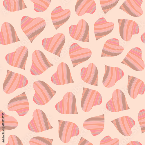 Vector seamless valentine pattern with hearts for Valentine's day in pastel colors.